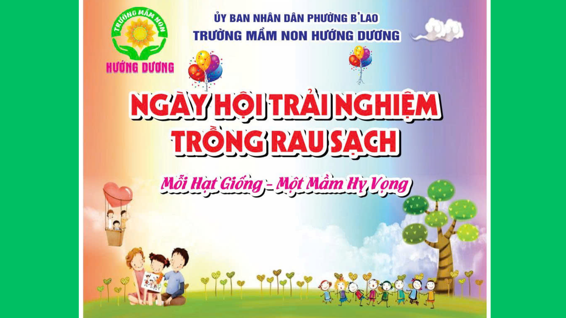 Trường Mầm non Hướng Dương tổ chức hoạt động trồng rau sạch bảo vệ môi trường chào mừng ngày Phụ nữ Việt Nam 20/10